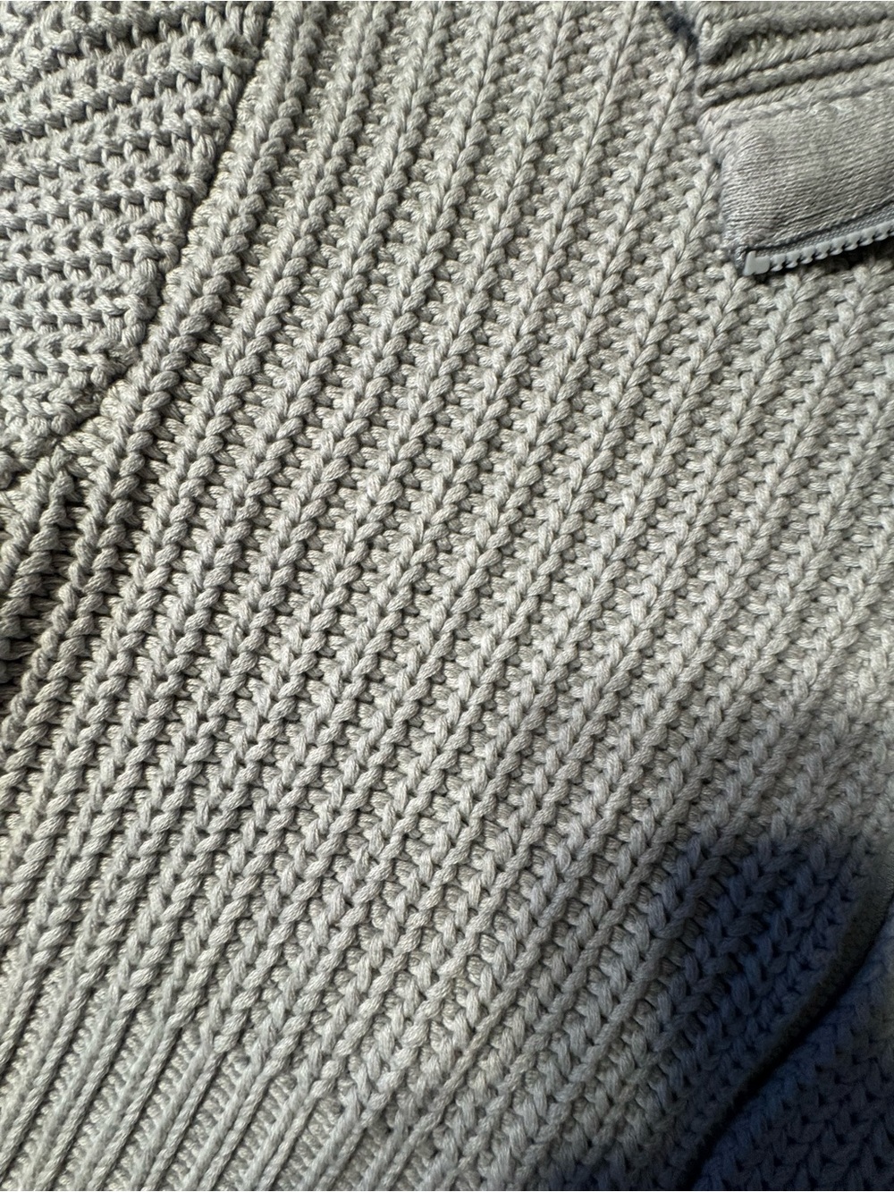 Cropped Rib-Knit Zip Sweater Jacket - Light Gray - Picture 6 of 6